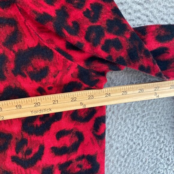 Talbots Womens 2X Plus Red Leopard Print Merino Wool Button Up Cardigan Stretch - Picture 8 of 10